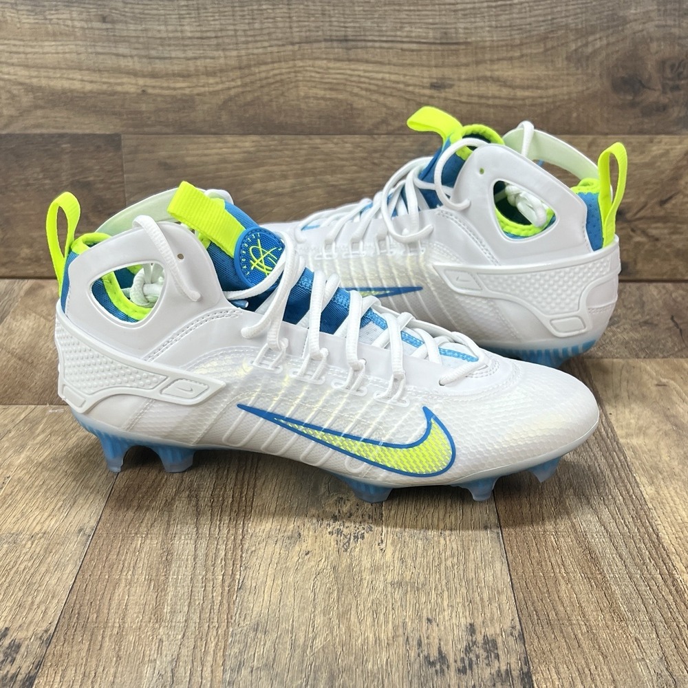 Nike Huarache 9 Elite Mid LAX SE Blue And Volt Men's Size 9.5 FV6149-100 NEW